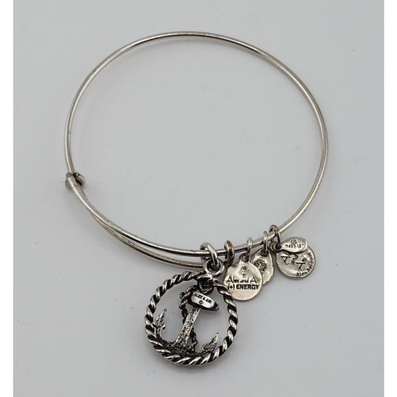 Alex and Ani Silver Anchor Bangle Bracelet - Picture 2 of 3